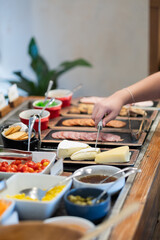 scooping the food, catering, dinner time