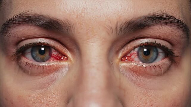 Eyes Showing Subconjunctival Hemorrhage Closeup