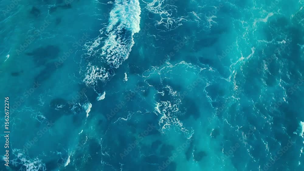 Aufkleber aerial view of turquoise ocean waves creating white foam patterns