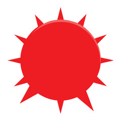 Spiky red vector speech bubble icon for communication and ideas