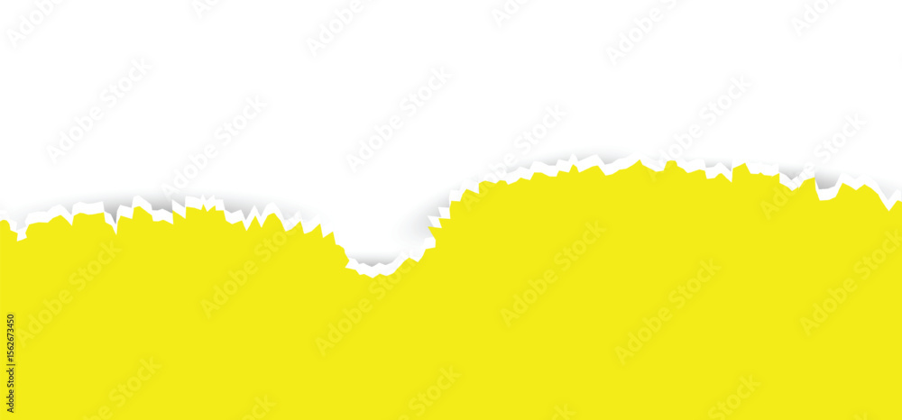 Aufkleber a sheet of paper with a torn yellow edge against a white background creating a sense of depth