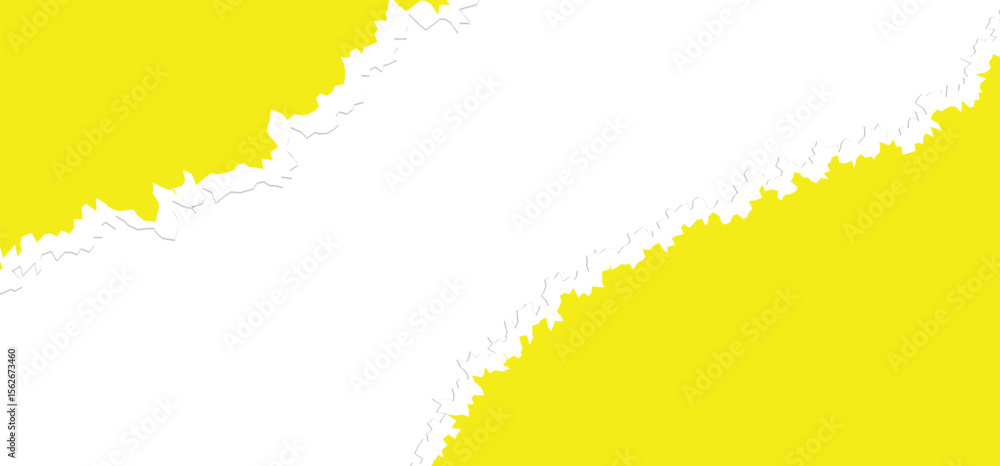 Poster jagged yellow edges tear into a white expanse creating depth with subtle shadowing
