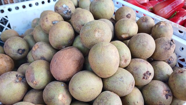 Fresh Sapodilla in Basket 