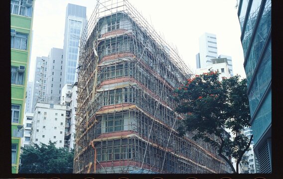 Building with bamboo scaffolding