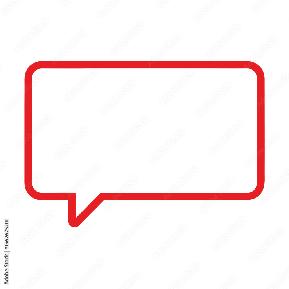 Aufkleber simple thin red rectangle speech bubble icon with clean design