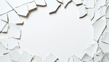 White ceramic shards form a frame around a blank center