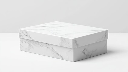 White marble-patterned gift box on white surface