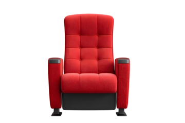 A modern minimalist movie theater chair on transparent background