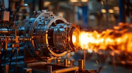 High-Performance Jet Engine with Flames Emitting from Nozzle