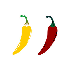 Simple and easy to edit red and yellow hot chili pepper icon symbol vector.