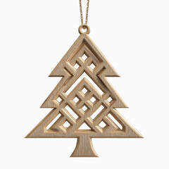 Intricate Wooden Christmas Tree Ornament Pendant