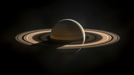 Stunning Saturn with Iconic Rings Against Dark Cosmic Background
