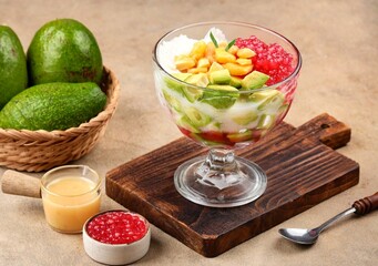 Es teler, Es Oyen is an Indonesian fruit cocktail. Avocado, coconut meat, grass jelly, jackfruit...