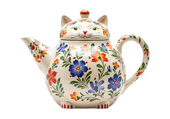 Charming Cat-Shaped Teapot A Whimsical Floral Teapot Design, Perfect for Afternoon Tea