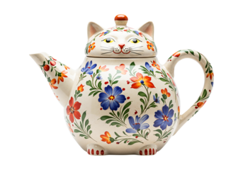 Charming Cat-Shaped Teapot A Whimsical Floral Teapot Design, Perfect for Afternoon Tea