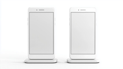 Two blank mobile screen mockup design with background