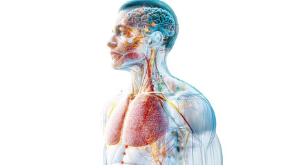 Obraz premium Detailed Anatomical Male Figure with Visible Organs and Systems for Educational Purposes