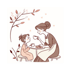 Mother and Daughter Sharing a Snack Outdoors, Nature Setting