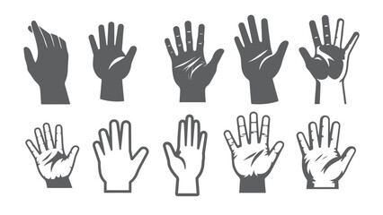 Obraz premium Hand Silhouette Collection Vector Illustration for Gesture Communication and Graphic Design Concepts