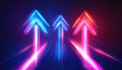 Neon arrows, upward trajectory
