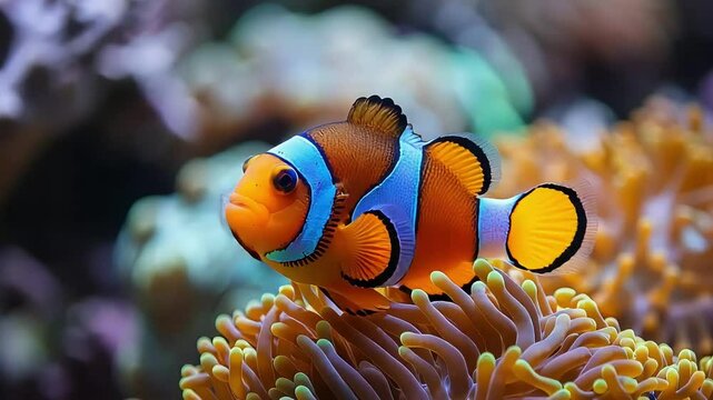 a beautiful fish in the sea with beautiful coral footage