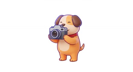 Cartoon dog holding camera