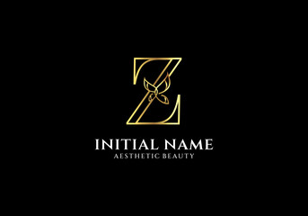 Initial Z Letter Logo Design with Butterfly or Leaf Element