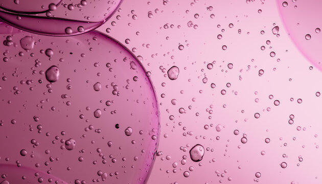 Abstract 3d render of Pink Oil Drops in Liquid Suspension - Powered by Adobe