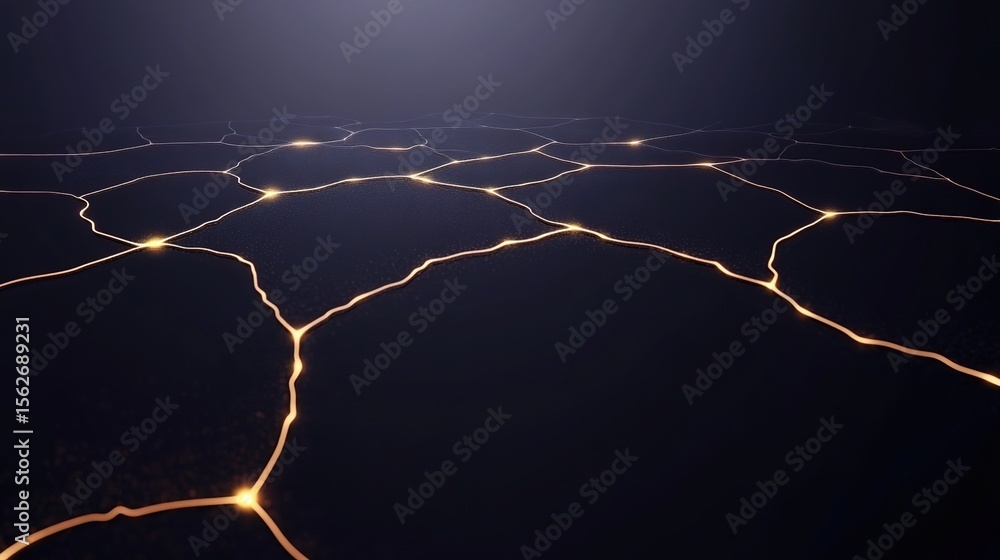 Poster modern abstract network of glowing lines on dark background
