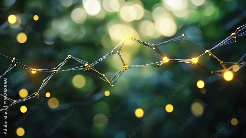 Poster abstract representation of molecular structure with glowing lights
