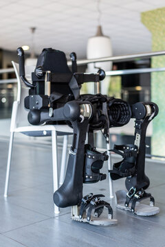 Innovative exoskeleton sitting on chair promoting mobility