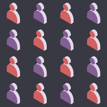 Seamless pattern with isometric people