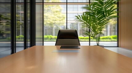 Fototapeta premium Modern Office Interior with Desk and Chair in Bright Environment