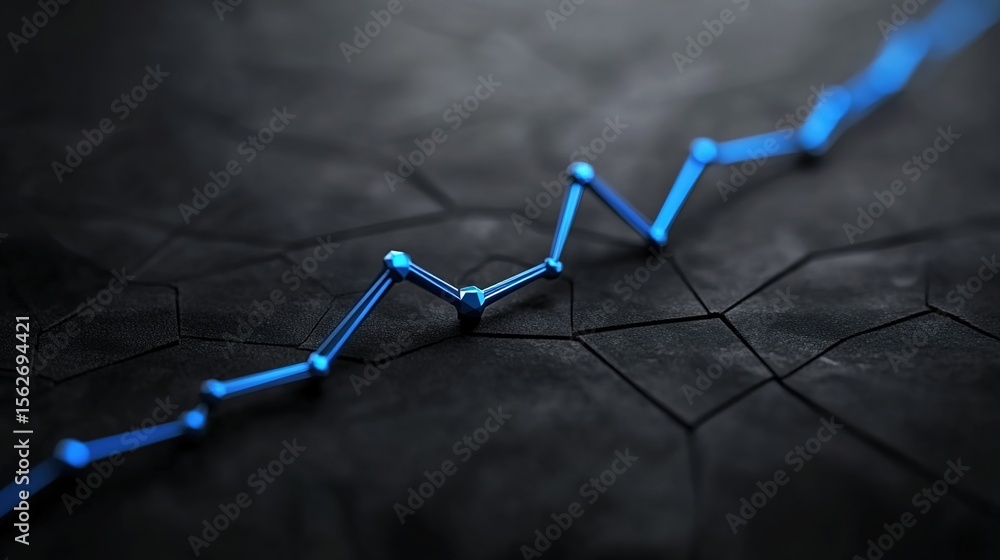 Poster abstract blue graph line on dark textured background for business use