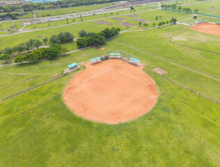 Aerial View of Baseball Field in Green Recreational Park