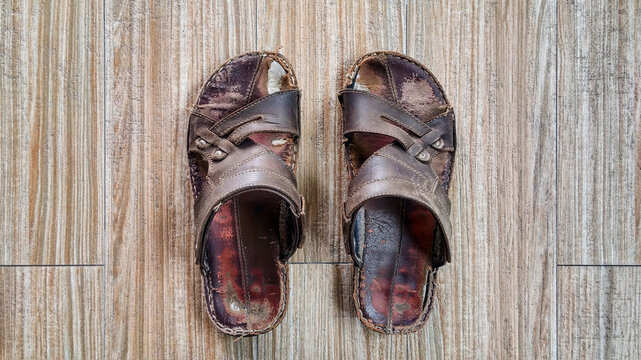 Worn leather sandals