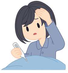 体温をはかる女性