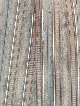 Aerial View of Railway Tracks Junction
