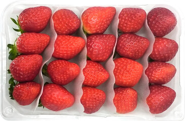 Korean Strawberries Packaged with Stems Facing Down

