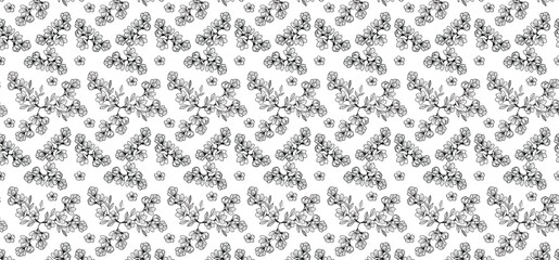 flower seamless pattern in outline style