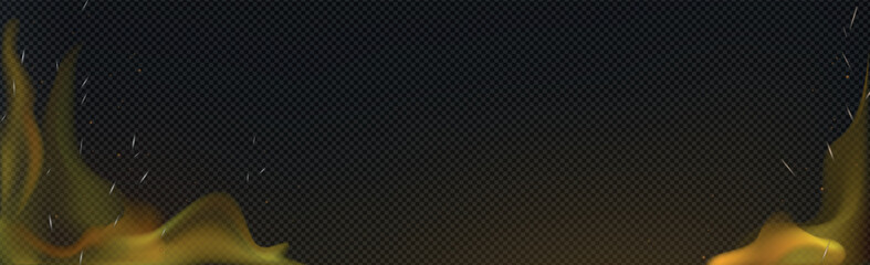 Realistic fire on a dark background - Vector illustration