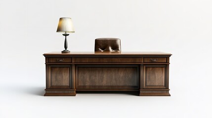 Classic executive office desk with lamp and chair furniture for professional workspace interior design