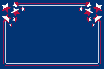 American holiday background in blue, white, red with star icons. Perfect for your design projects.
