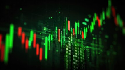 Fototapeta premium Stock Market Data Visualization: An abstract representation of financial markets, rendered as a vibrant, dynamic display of stock price fluctuations.