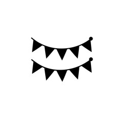 Triangular flag bunting icon used for festive decoration, celebrations, or party design elements.