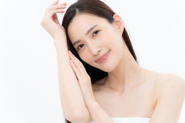 白バックの若い女性のビューティー