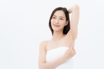 白バックの若い女性のビューティー