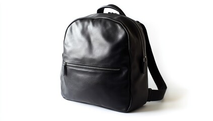 Fototapeta premium Black leather backpack, studio shot (1)