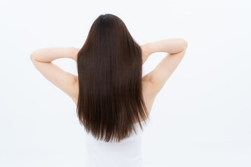 白バックの若い女性のビューティー