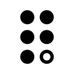 Outline icon of the braille Q in black, on a clean white background. 
Minimalist and scalable design, suitable for accessibility-related graphics, branding, or educational materials.